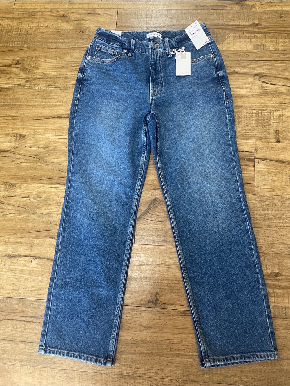 Good American Straight Leg Blue Denim Jeans